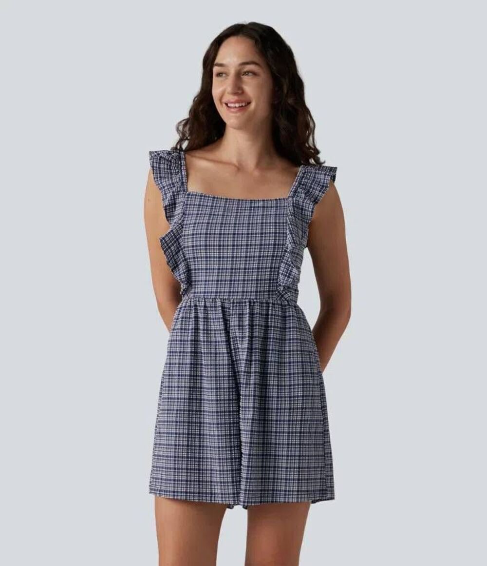 Halara Gingham Ruffle Romper - Picture 2 of 4
